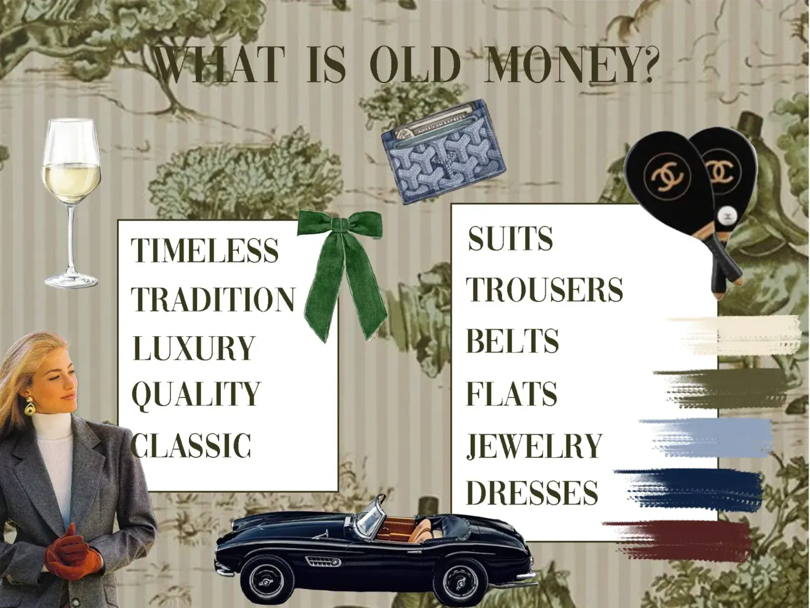 Slide 9 of the trend study presentation: what old money is, with the keywords timeless, tradition, luxury, quality and classic.