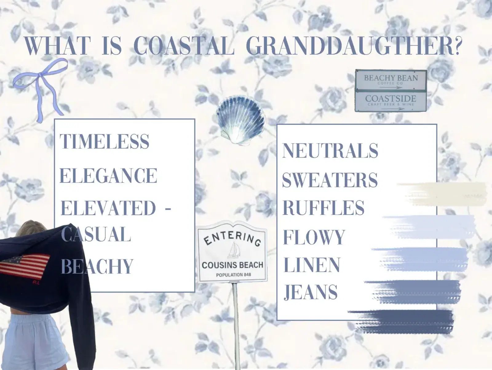 Slide 6 of the trend study presentation: what coastal granddaughter is, with the keywords timeless, elegance and elevated casual beachy.
